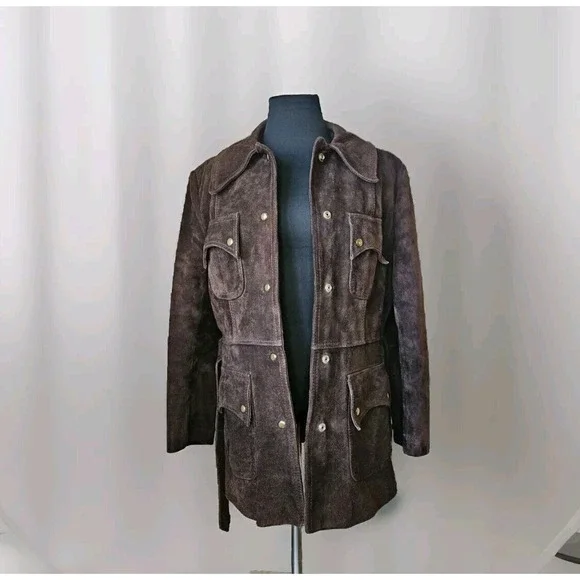 Montgomery Ward suede Heavy leather Sherpa Lined‎ Coat Vintage - Picture 2 of 14